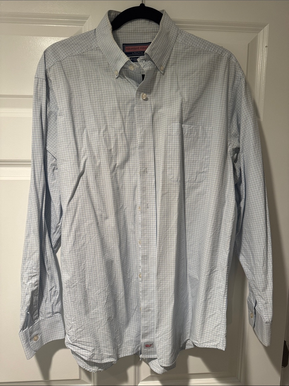 Vineyard Vines Light Blue and White Micro-Check Button-Down Shirt